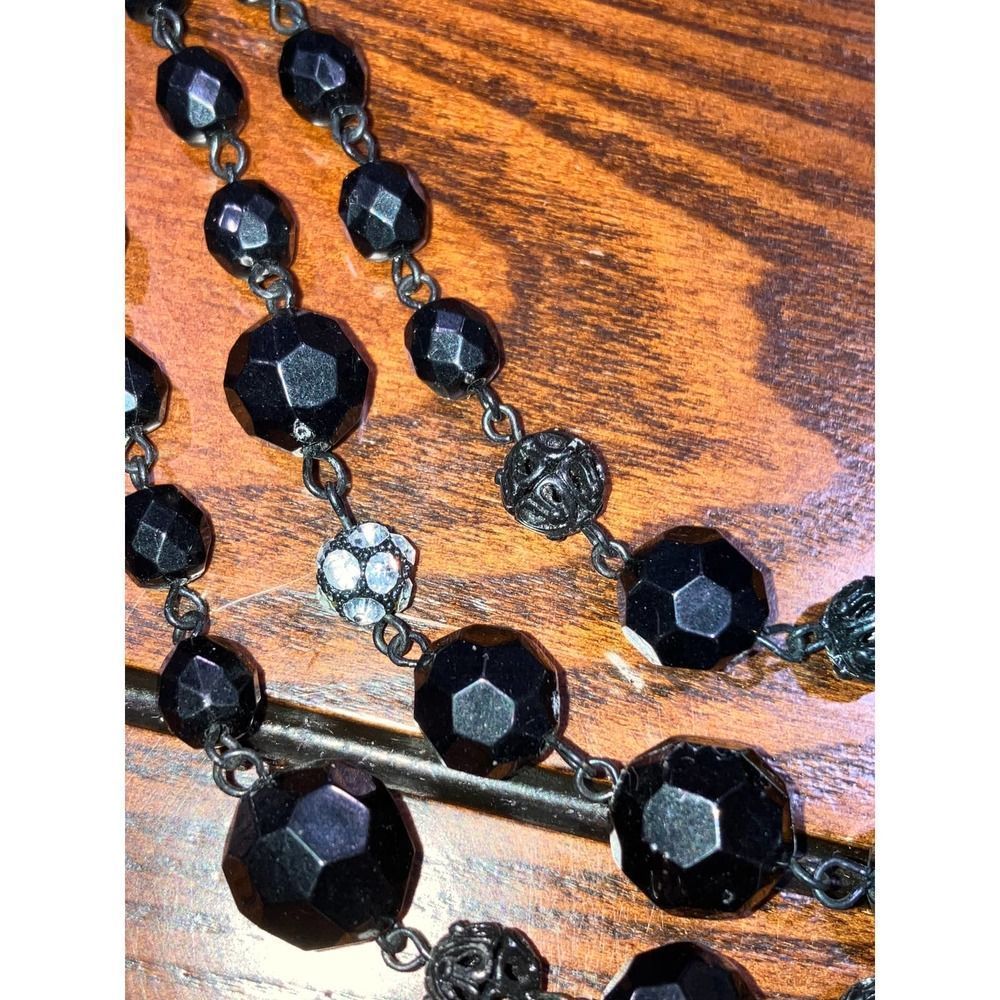 Three Rows Black beaded Necklace! - Picture 6 of 9
